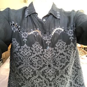 Johnny Was Embroidered Button-Down Blouse